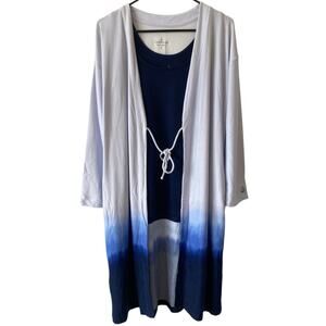 CUDDL DUDS NWOT Seriously Soft Cardigan and Tank Set Blue Dip Ombre Size Small